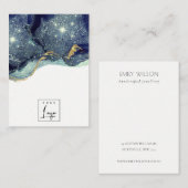 Fluid Abstrakt Gold Navy Glitzer Necklace Display Visitenkarte (Vorne/Hinten)