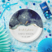 Fluid Abstrakt Ink Gold Navy Glitzer Brautparty Pappteller (Party)