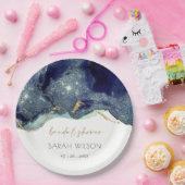 Fluid Abstrakt Ink Gold Navy Glitzer Brautparty Pappteller (Party)