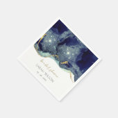Fluid Abstrakt Ink Gold Navy Glitzer Brautparty Serviette (Ecke)
