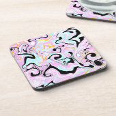 Fluid Art Cotton Candy Pink, Aquamarin, Schwarz un Getränkeuntersetzer (Linke Seite)