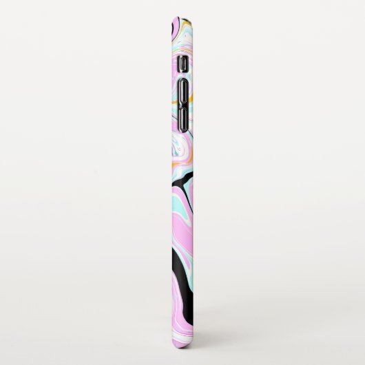 Fluid Art Cotton Candy Pink, Aquamarin, Schwarz un iPhone Hülle (Linke Seite)