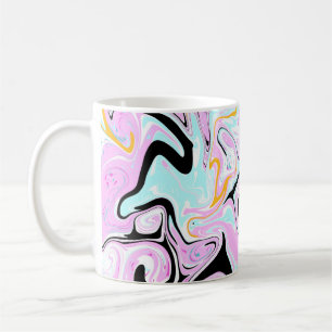 Fluid Art Cotton Candy Pink, Aquamarin, Schwarz un Kaffeetasse