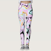 Fluid Art Cotton Candy Pink, Aquamarin, Schwarz un Leggings (Vorderseite)