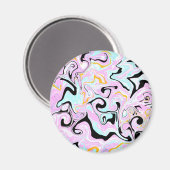 Fluid Art Cotton Candy Pink, Aquamarin, Schwarz un Magnet (Vorderseite/Rückseite)