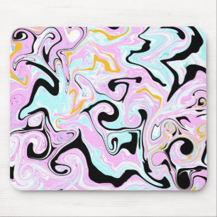 Fluid Art Cotton Candy Pink, Aquamarin, Schwarz un Mousepad