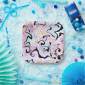 Fluid Art Cotton Candy Pink, Aquamarin, Schwarz un Pappteller (Party)