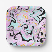 Fluid Art Cotton Candy Pink, Aquamarin, Schwarz un Pappteller (Vorderseite)