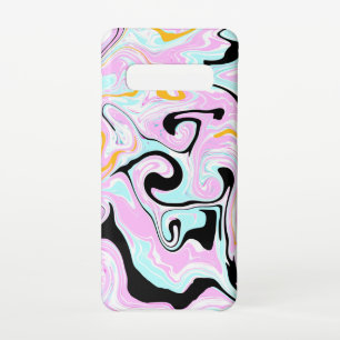 Fluid Art Cotton Candy Pink, Aquamarin, Schwarz un Samsung Galaxy S10 Hülle