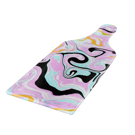 Fluid Art Cotton Candy Pink, Aquamarin, Schwarz un Schneidebrett (Ecke)
