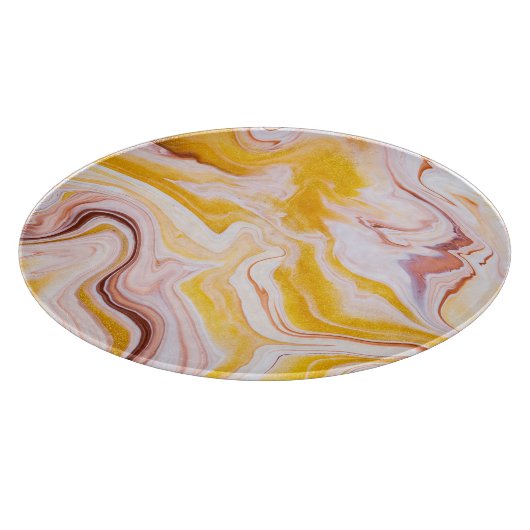 Fluid Art: irisierende abstrakte Textur. Schneidebrett (Ecke)