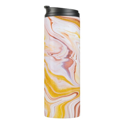 Fluid Art: irisierende abstrakte Textur. Thermosbecher (Nach rechts gedreht)