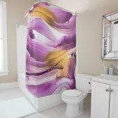 Fluid Art, lila goldmarmorierte Textur. Duschvorhang (Beispiel)
