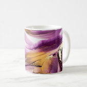 Fluid Art, lila goldmarmorierte Textur. Kaffeetasse (VorderseiteRechts)
