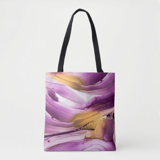 Fluid Art, lila goldmarmorierte Textur. Tasche (Vorderseite)