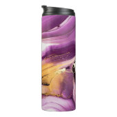 Fluid Art, lila goldmarmorierte Textur. Thermosbecher (Nach rechts gedreht)