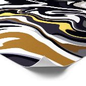 Fluid Art mit Gold, Schwarz und Weiß-Wirbel Poster (Ecke)