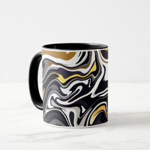 Fluid Art mit goldenen, schwarzen und weißen Schwü Tasse