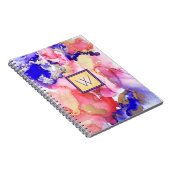 Fluid Art Monogram Red Lila Abstrakt Notizblock (Rechte Seite)