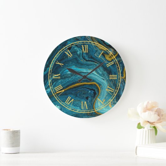 Fluid Art Muster Moderne Wall Clock Große Wanduhr (Zuhause)