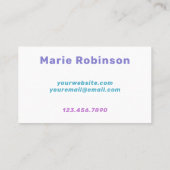 Fluid Art Pastel Lilac Light Blue Neon DJ Visitenkarte (Rückseite)