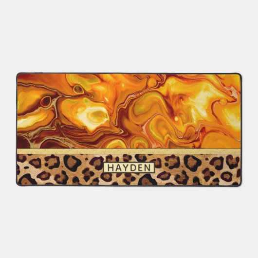 Fluid Art Pour Personalisiert Leopard Print Schreibtischunterlage (Vorderseite)