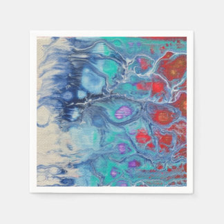 Fluid Art Red White Blue Paper Napkin Serviette
