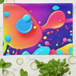 Fluid Color Chaos: Dynamisches digitales Kunstwerk Geschirrtuch