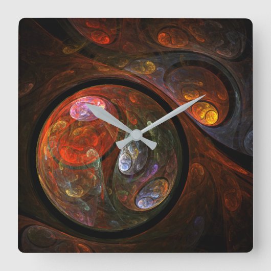 Fluid Connection Abstract Art Square Quadratische Wanduhr (Vorderseite)
