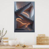 Fluid Elegance: Eine spiralförmige Treppe Poster (Küche)