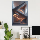 Fluid Elegance: Eine spiralförmige Treppe Poster (Heimbüro)