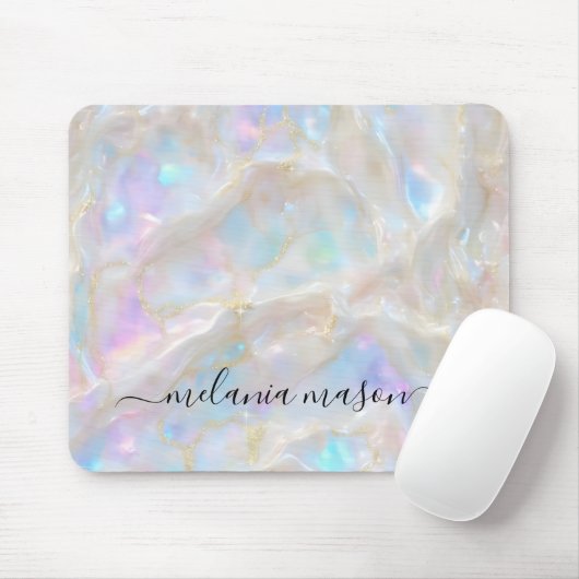 Fluid Gold Opal Edelsteinmarmormonogramm Mousepad (Mit Mouse)