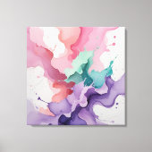 Fluid Harmony - Abstrakte Wasserfarbe in Aquamarin Leinwanddruck (Vorderseite)