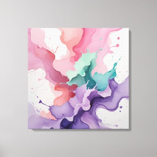 Fluid Harmony - Abstrakte Wasserfarbe in Aquamarin Leinwanddruck (Vorderseite)