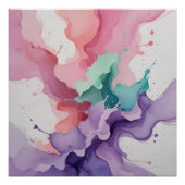 Fluid Harmony - Abstrakte Wasserfarbe in Aquamarin Poster (Vorderseite)