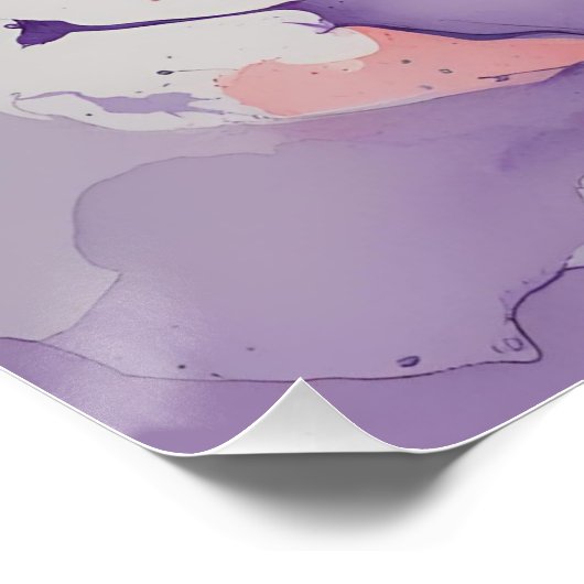 Fluid Harmony - Abstrakte Wasserfarbe in Aquamarin Poster (Ecke)