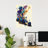 Fluid Ink Formula Car – Blau und Gold Abstract Poster (Heimbüro)