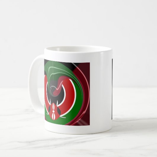 Fluid Kenyan Flag: Ein modernes Design Kaffeetasse (Vorderseite Links)