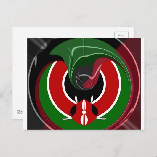 Fluid Kenyan Flag: Ein modernes Design Postkarte (Vorne/Hinten)