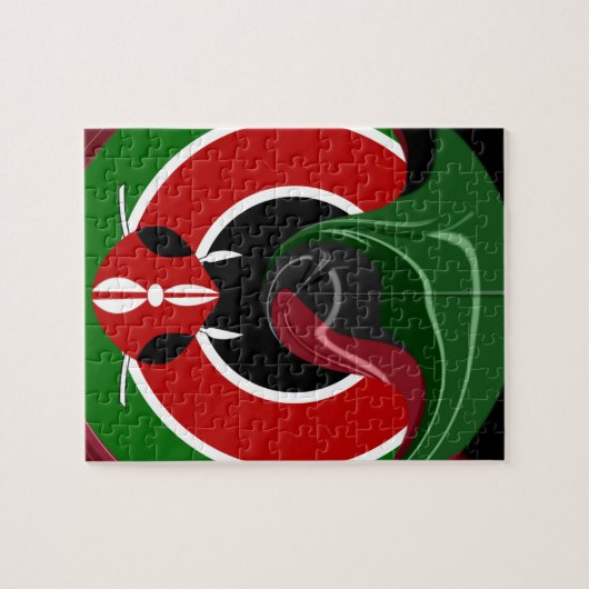 Fluid Kenyan Flag: Ein modernes Design Puzzle (Horizontal)