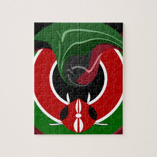 Fluid Kenyan Flag: Ein modernes Design Puzzle (Vertikal)