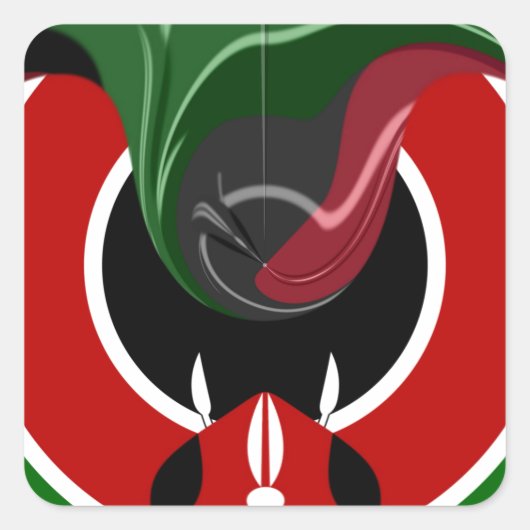 Fluid Kenyan Flag: Ein modernes Design Quadratischer Aufkleber (Vorderseite)