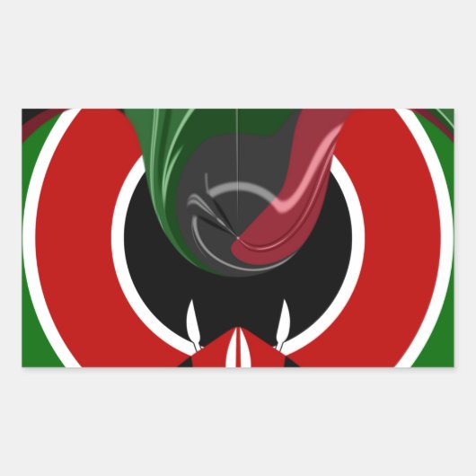 Fluid Kenyan Flag: Ein modernes Design Rechteckiger Aufkleber (Vorderseite)