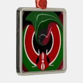 Fluid Kenyan Flag: Ein modernes Design Silbernes Ornament (Rechts)