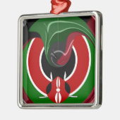 Fluid Kenyan Flag: Ein modernes Design Silbernes Ornament (Links)