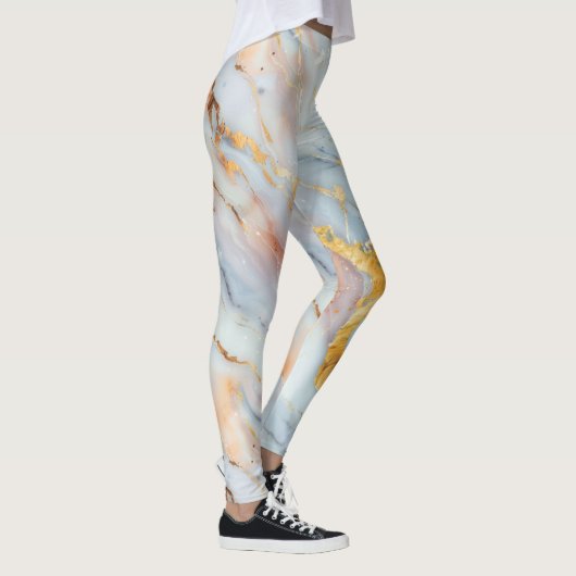 Fluid Marble Pattern with Peach, Gray and Gold Leggings (Rechts)