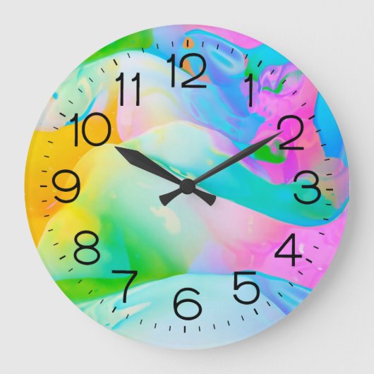 Fluid Neon Abstrakt Große Wanduhr (Vorderseite)