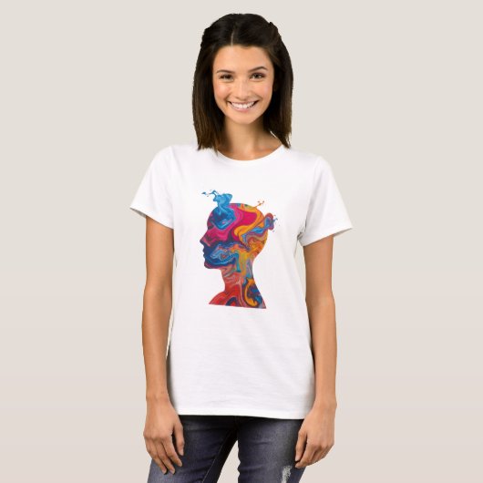 Fluid Paint Waves & Abstract Head – Women’s Basic  T-Shirt (Vorne ganz)