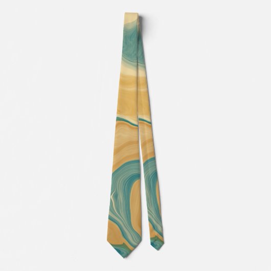 Fluid Swirl Marble Beige Neck Tie Krawatte (Vorderseite)