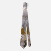 Fluid Swirl Marble Gold und Graue Neck Tie Krawatte (Vorderseite)